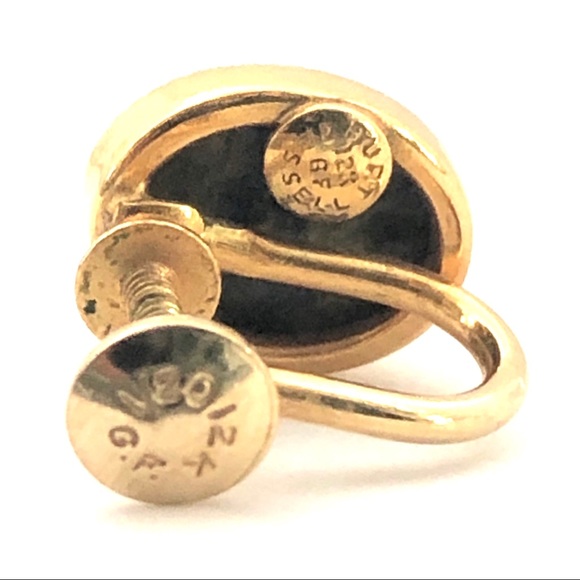 Burt Cassell Nephrite Jade Scarab 12K GF Earrings - Picture 5 of 5